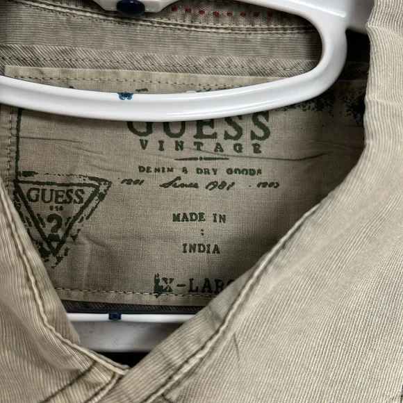 Army green long sleeve button down by Guess - Picture 2 of 4